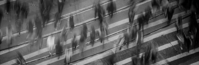 Crowd walking on a street
