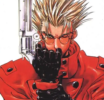 Vash looking intense with a gun